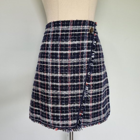 Forever New Multicolour Tweed Faux Wrap Mini Skirt Size 12 - Picture 2 of 7
